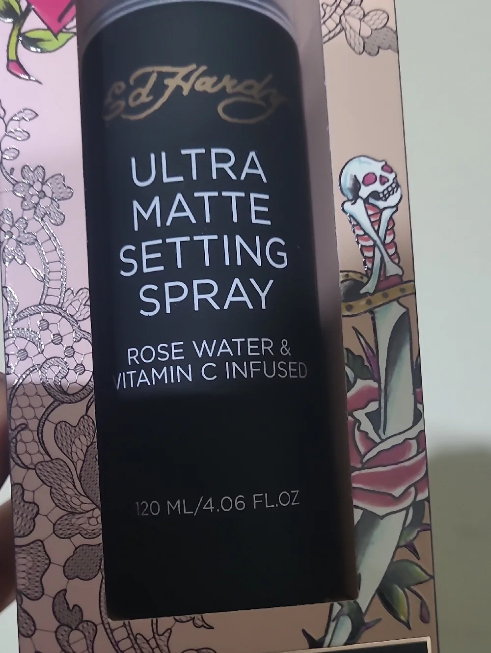 Ed Hardy Ultra Matte Setting Spray — Black with Pink Accent